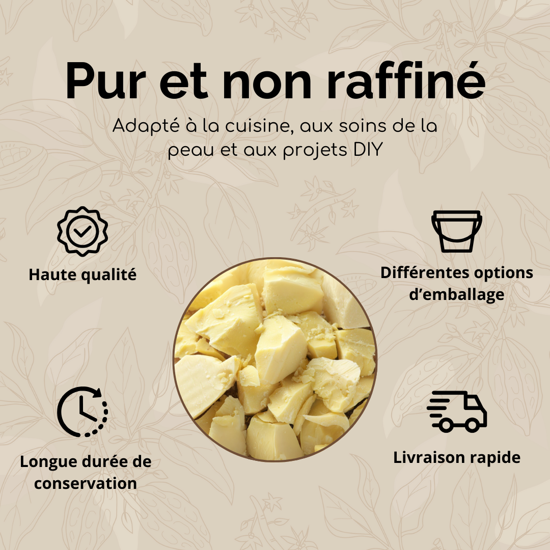 Beurre de Cacao 100 % Pur (Non Raffiné)